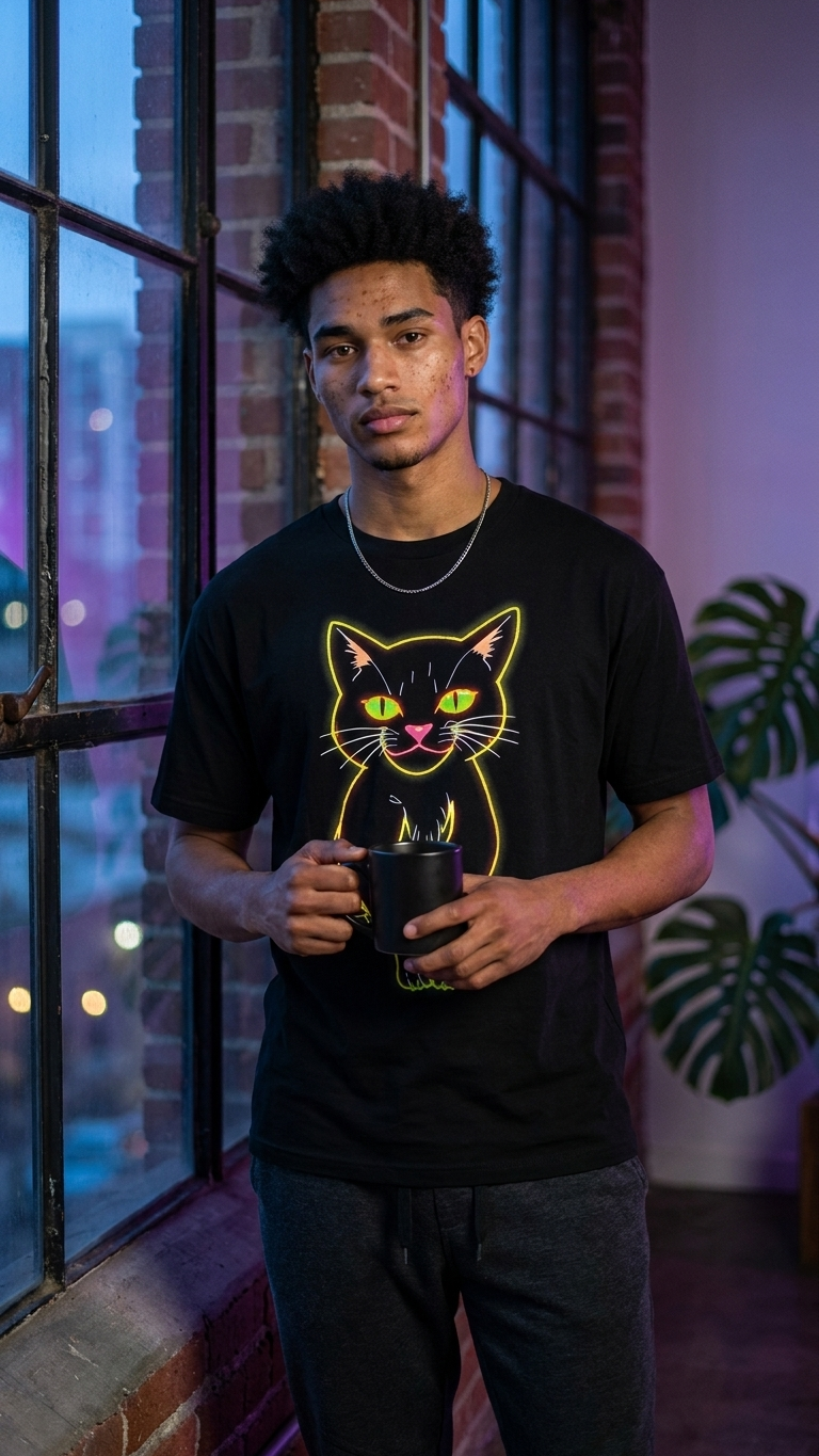 Neon Cat Organic Cotton Tee