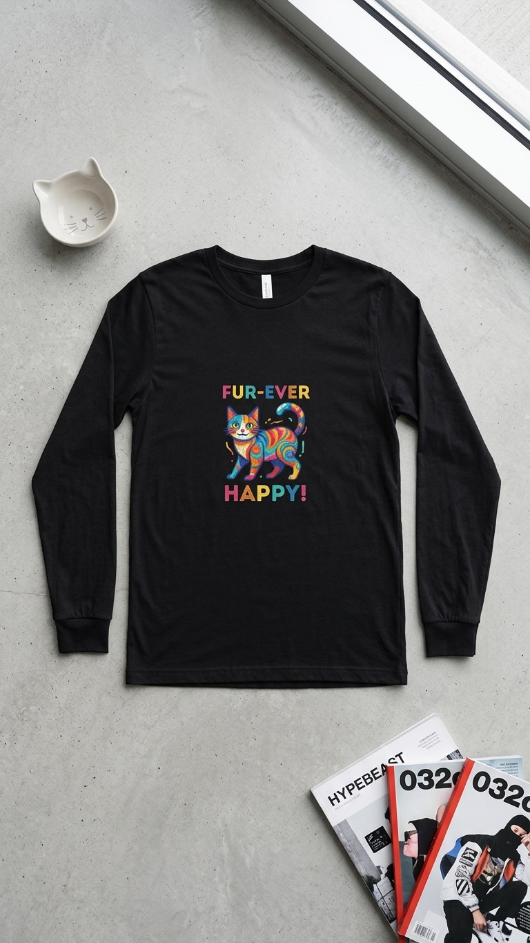 Unisex Long Sleeve Tee "Fur-Ever Happy" Art Edition