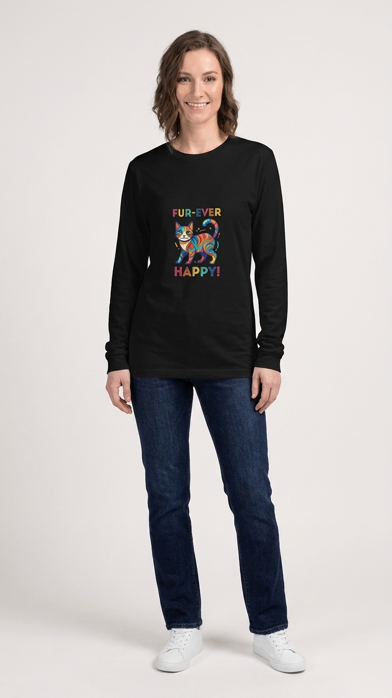 Unisex Long Sleeve Tee "Fur-Ever Happy" Art Edition