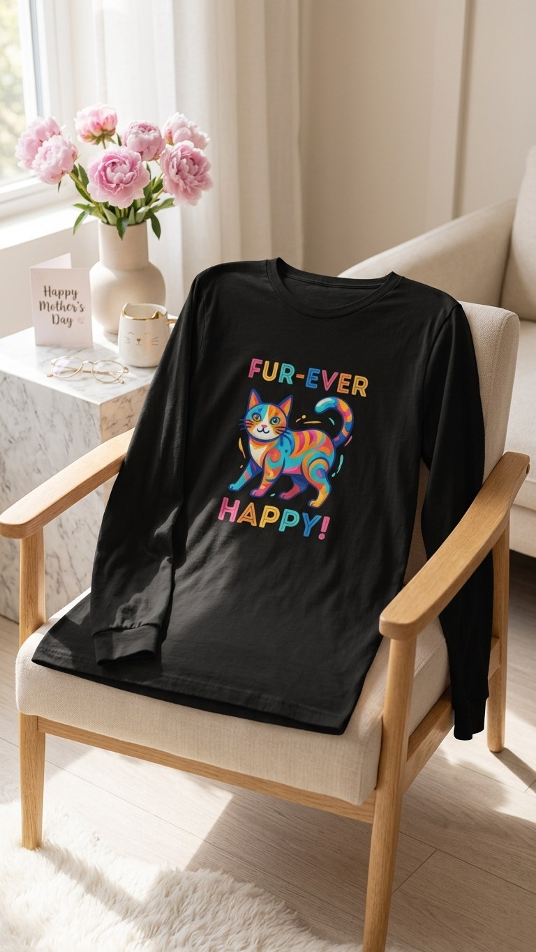 Unisex Long Sleeve Tee "Fur-Ever Happy" Art Edition